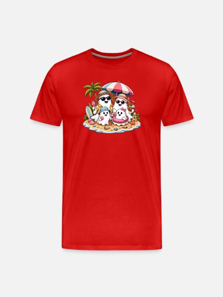 Summer Ghosts on the Beach - Men's Premium Organic T-Shirt - red