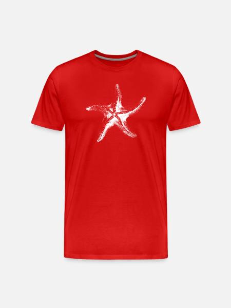 Starfish silhouette in black and white - Men's Premium Organic T-Shirt - red
