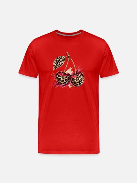 Leopard Cherries | Stylish Cherry Design - Men's Premium Organic T-Shirt - red