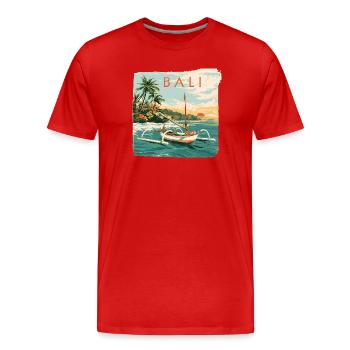 Bateau tropical de Bali au coucher du soleil - T-shirt bio Premium Homme - rouge - Devant - Damien (186cm)
