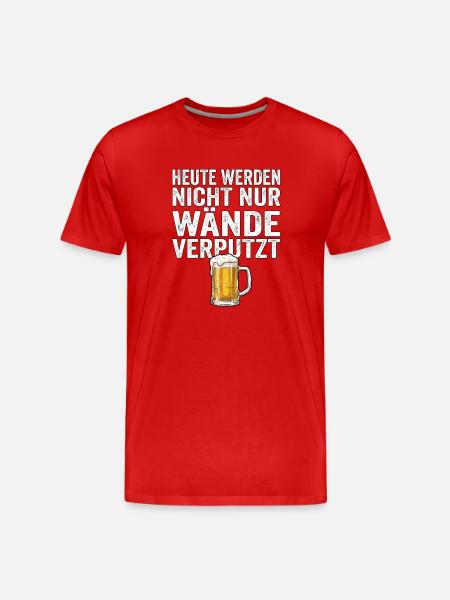 Lustiger Bier Spruch Maurer - Männer Premium Bio T-Shirt - Rot