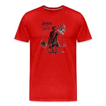 Armure du Guerrier Dieu - T-shirt bio Premium Homme - rouge - Devant - Damien (186cm)