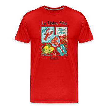 Dolce Vita Marine Carte Postale - T-shirt bio Premium Homme - rouge - Devant - Damien (186cm)