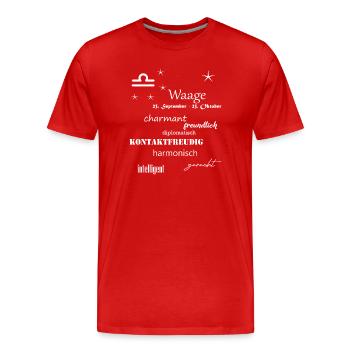Waage_Sternzeichen - Männer Premium Bio T-Shirt - Rot - Vorne - Damien (186cm)