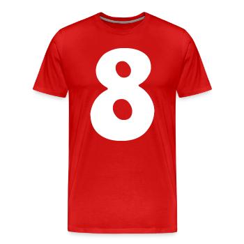 Eight: Minimalist Numeral 8 | Eighth - Men's Premium Organic T-Shirt - red - Front - Damien (186cm)