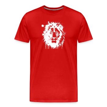 Lion Splash White - Men's Premium Organic T-Shirt - red - Front - Damien (186cm)