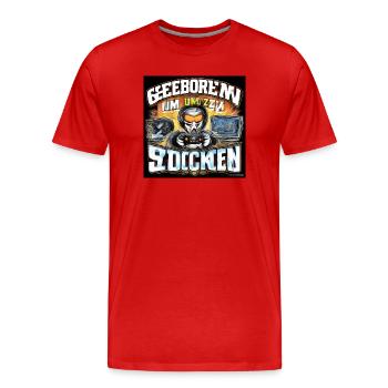 Geboren um zu Zocken - Männer Premium Bio T-Shirt - Rot - Vorne - Damien (186cm)
