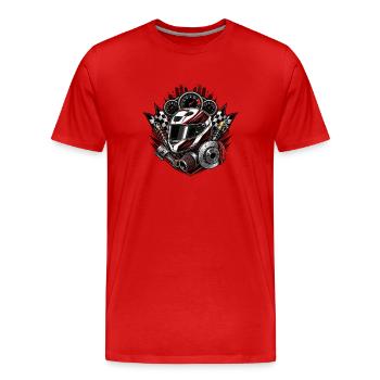 Rennhelm mit Gauges Detail - Männer Premium Bio T-Shirt - Rot - Vorne - Damien (186cm)