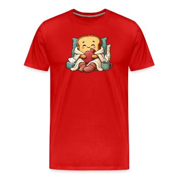 Kuschelbrot Herzwärme - Männer Premium Bio T-Shirt - Rot - Vorne - Damien (186cm)