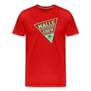 Mille Crew Mint Triangle Patch - Men's Premium Organic T-Shirt - red - Front - Damien (186cm)