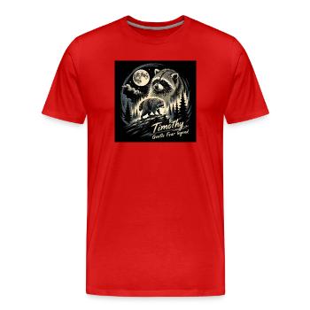 Jimothy Waschbär Lustige Jimothy aus Seattle - Männer Premium Bio T-Shirt - Rot - Vorne - Damien (186cm)