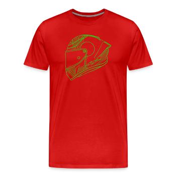 Neon Grün Helm - Visier  - Männer Premium Bio T-Shirt - Rot - Vorne - Damien (186cm)