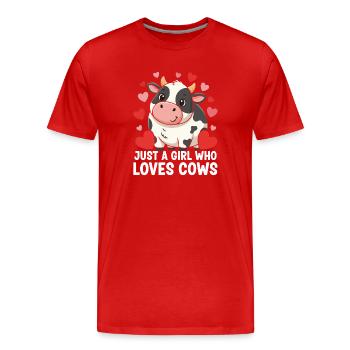 Kuhliebe Mädchen & Kühe - Männer Premium Bio T-Shirt - Rot - Vorne - Damien (186cm)