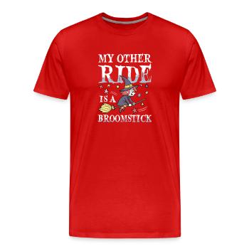 My Other Ride Is A Broomstick Witch On Broom - Men's Premium Organic T-Shirt - red - Front - Damien (186cm)