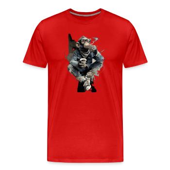 Coffee Chimp in Denim: Urban Chill - Men's Premium Organic T-Shirt - red - Front - Damien (186cm)