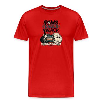 Bücher Haustiere Katze Hund Geschenk für Leser - Männer Premium Bio T-Shirt - Rot - Vorne - Damien (186cm)
