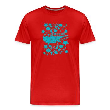 Zypern Karte vintage türkis  - Männer Premium Bio T-Shirt - Rot - Vorne - Damien (186cm)