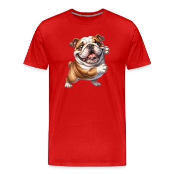 Motif de bouledogue joyeux - T-shirt bio Premium Homme - rouge - Devant - Damien (186cm)