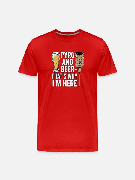 Pyro Und Bier - Männer Premium Bio T-Shirt - Rot