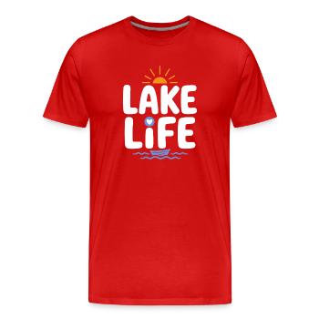 Lake Life Sonnenaufgangsabzeichen - Männer Premium Bio T-Shirt - Rot - Vorne - Damien (186cm)