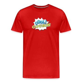 Cool Cousin Badge Design for Favorite Cousin - Men's Premium Organic T-Shirt - red - Front - Damien (186cm)