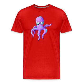 Purple Squid Pop Art - Men's Premium Organic T-Shirt - red - Front - Damien (186cm)