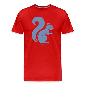 Minimalistische Eichhörnchen Silhouette mit Nuss - Männer Premium Bio T-Shirt - Rot - Vorne - Damien (186cm)