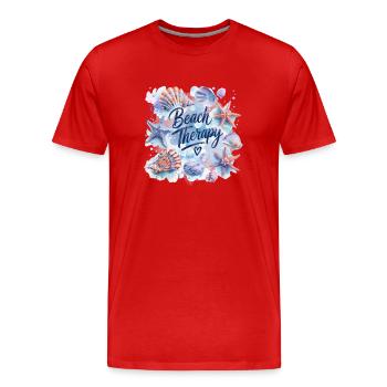 Thérapie de plage – Conception de coquillages et d’étoiles de mer - T-shirt bio Premium Homme - rouge - Devant - Damien (186cm)