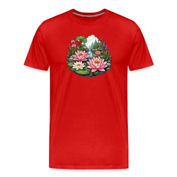 Lilienteich im Waldidyll - Männer Premium Bio T-Shirt - Rot - Vorne - Damien (186cm)