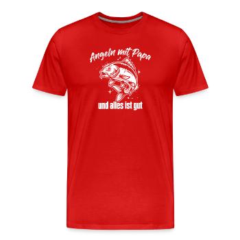 Angeln mit Papa - Männer Premium Bio T-Shirt - Rot - Vorne - Damien (186cm)