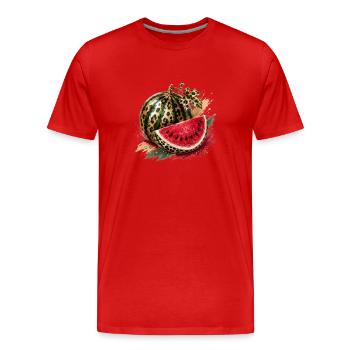 Pastèque glamure léopard - T-shirt bio Premium Homme - rouge - Devant - Damien (186cm)