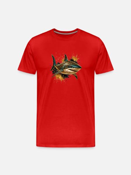 Requin glam léopard - T-shirt bio Premium Homme - rouge