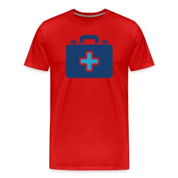Icône de la trousse de premiers secours Icône solide Symbole d’urgence médicale - T-shirt bio Premium Homme - rouge - Devant - Damien (186cm)