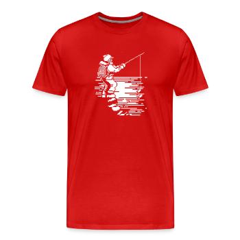 Pêche au pixel art - T-shirt bio Premium Homme - rouge - Devant - Damien (186cm)