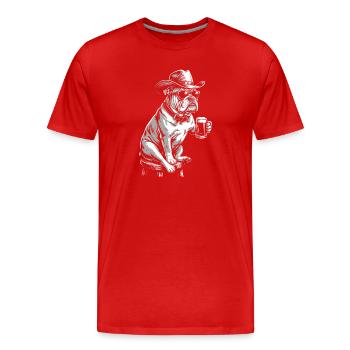 Cowboy Hund Bier Lustiger Bulldogge - Männer Premium Bio T-Shirt - Rot - Vorne - Damien (186cm)