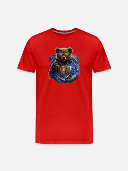 Bunter Panda City Vibe - Männer Premium Bio T-Shirt - Rot