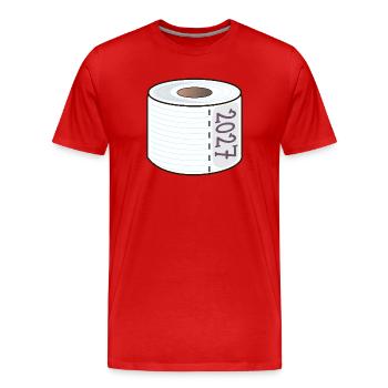 Klopapier Jahr 2027 - Männer Premium Bio T-Shirt - Rot - Vorne - Damien (186cm)