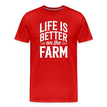 La vie est meilleure à la ferme - T-shirt bio Premium Homme - rouge - Devant - Damien (186cm)