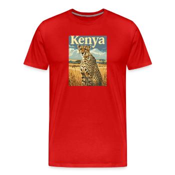  Kenia Safari Abenteuer Gepard Savanne Natur - Männer Premium Bio T-Shirt - Rot - Vorne - Damien (186cm)