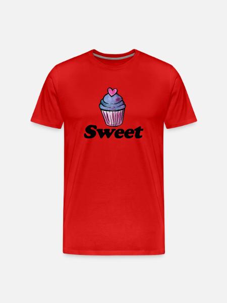 Cœur de cupcake aquarelle pastel - T-shirt bio Premium Homme - rouge