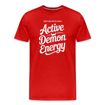 Aktives Dämonen-Energie-Tee - Männer Premium Bio T-Shirt - Rot - Vorne - Damien (186cm)