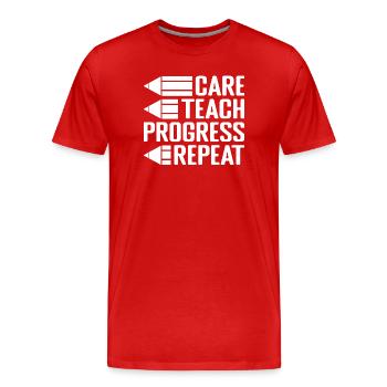 Garde des enseignants de maternelle Enseigne à la garderie répétée - T-shirt bio Premium Homme - rouge - Devant - Damien (186cm)