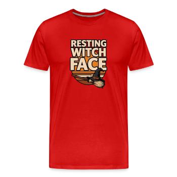 Witch Halloween – Visage de sorcière au repos - T-shirt bio Premium Homme - rouge - Devant - Damien (186cm)
