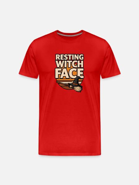 Hexen-Halloween – Resting Witch Face - Männer Premium Bio T-Shirt - Rot