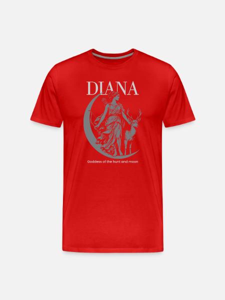 Diana Moonlit Hunt Goddess - Men's Premium Organic T-Shirt - red