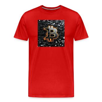 Bitcoin Neon Schaltkreis - Männer Premium Bio T-Shirt - Rot - Vorne - Damien (186cm)