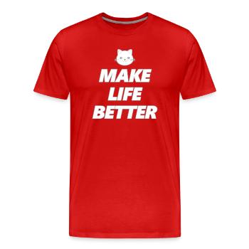 Schriftzug Cats make life better für Katzenfans - Männer Premium Bio T-Shirt - Rot - Vorne - Damien (186cm)