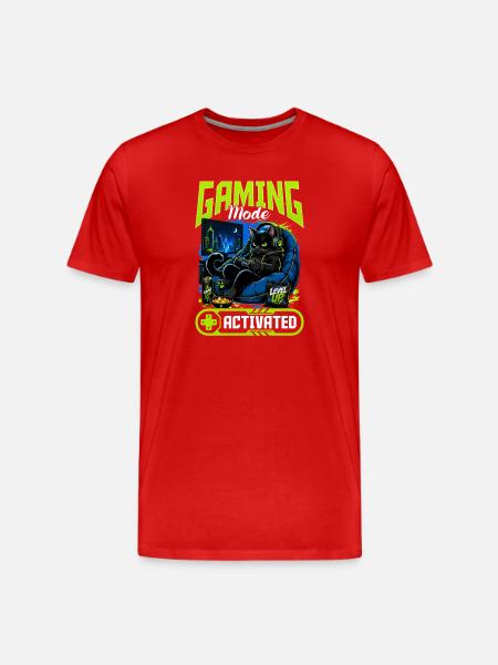 Gamer Gaming Cat Video Game - Männer Premium Bio T-Shirt - Rot