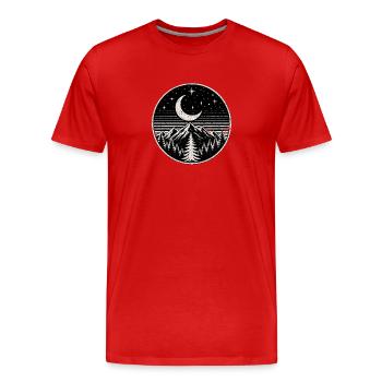 Vintage Berg & Mond Abenteuer Retro - Männer Premium Bio T-Shirt - Rot - Vorne - Damien (186cm)