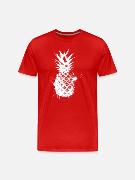 Pineapple Splatter Graphic White - Men's Premium Organic T-Shirt - red